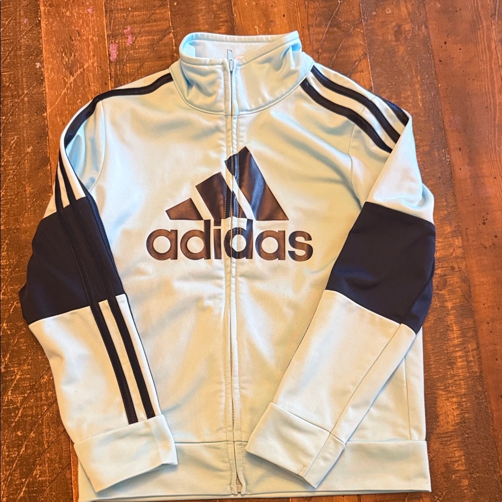 Adidas Kids Light Blue and Black Jacket